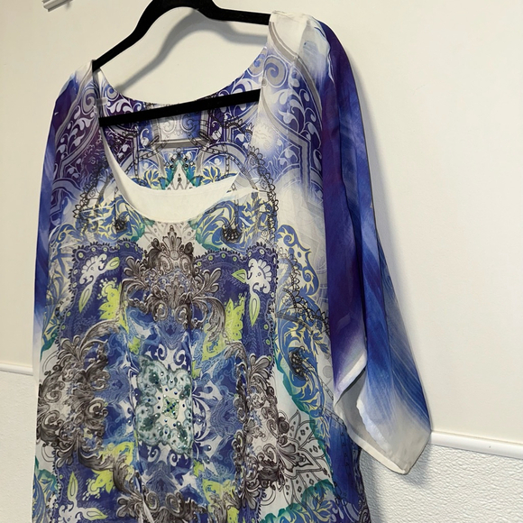 Women's Maurices Blouse Tunic Top Studded Size 2 Blue Green Grey Plus Size - Picture 6 of 14